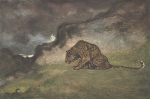 Leopardo observando a la serpiente, 1810-1875 de Antoine Louis Barye