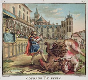 El valor de Pepin (714-68), grabado por Jean Baptiste Morret (fl. 1790-1820) 1789 (grabado en color) de Antoine Louis Francois (after) Sergent Marceau
