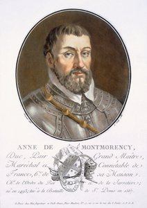 Anne de Montmorency, de Retratos de grandes hombres, mujeres ilustres y sujetos memorables de Francia, grabado e impreso en colores, publicado por Pierre Blin, 1786-92, París