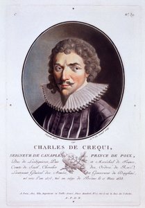 Charles de Créqui, de Portraits des grands hommes, femmes illustres, et sujets mémorables de France, grabado e impreso en colores, publicado por Pierre Blin, 1786-92, París de Antoine Louis Francois Sergent Marceau