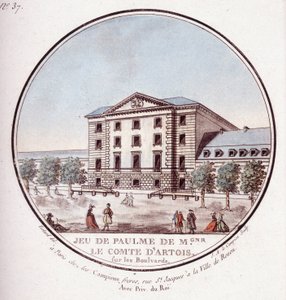 Juego de palma del conde de Artois en los bulevares. En vistas pintorescas de los principales edificios de París por Sergeant de Antoine Louis Francois Sergent Marceau