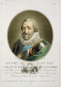 Retrato de Enrique IV, Rey de Francia y Navarra (1553-1610) grabado por Ride