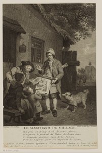 Vendedor ambulante de impresos en un pueblo
Le Marchand de Village (título en el objeto) de Antoine Louis Romanet