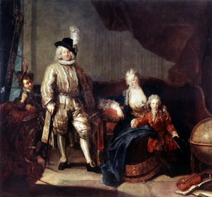 Retrato del Barón von Erlach con su familia. Pintura de Antoine Pesne (1683-1757), hacia 1710. Óleo sobre lienzo. Arte de estilo barroco alemán. Museo del Hermitage, San Petersburgo de Antoine Pesne