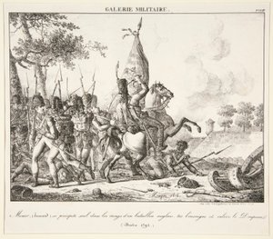 Menier (Hussar) se lanza solo a la línea de un batallón inglés, mata al alférez y captura la bandera (Druten, 1795) de Antoine Pierre Mongin