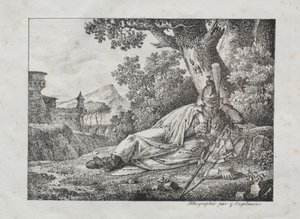 Dragón fumando acostado al pie de un árbol, 1822