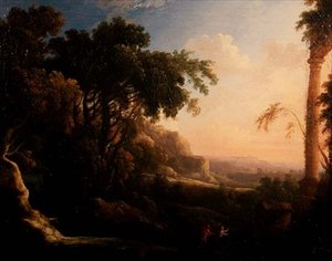 Pan y Siringa en un paisaje arcadiano de Antoine Pierre the Younger Patel