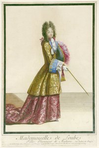 Mademoiselle de Loube, hija de honor de la señora, en traje de caza (título en el objeto)