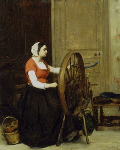 Mujer y rueca