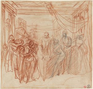 Comediantes Italianos Saludando de Antoine Watteau