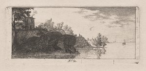Cabaña en un promontorio rocoso a lo largo de un río de Antoine de Marcenay de Ghuy