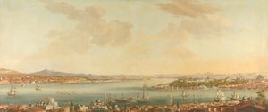 Vista de Constantinopla (Estambul) y del Serrallo desde la legación sueca en Pera de Antoine van der Steen