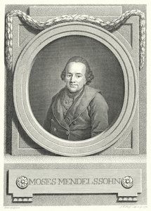Moses Mendelssohn, filósofo judío alemán (grabado) de Anton (after) Graff