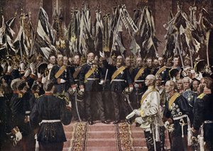 El rey Guillermo I de Prusia proclamado emperador de una Alemania unida, Versalles, Francia de Anton Alexander von (after) Werner