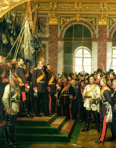 La proclamación de Guillermo como Kaiser del nuevo Imperio Alemán, en el Salón de los Espejos de Versalles el 18 de enero de 1871, pintado en 1885 de Anton Alexander von Werner