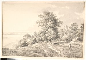 Parque con pequeño templo cerca del Elba. Buxtehude de Anton Carl Dusch