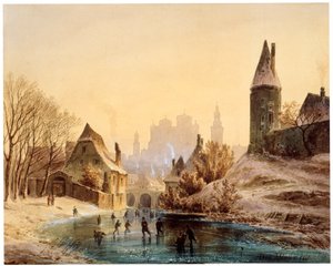 Pista de patinaje sobre un río, 1855 de Anton Doll