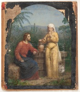 Boceto de Jesús y la samaritana en el pozo de Anton Dorph
