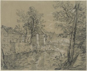 Casas junto al río (casas a orillas del Weißeritz en el valle de Plauen, cerca de Dresde) de Anton Graff