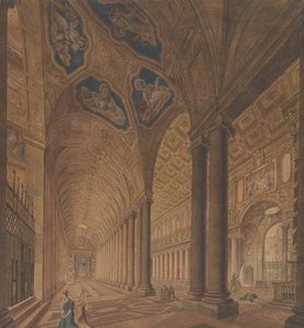 Vista interior de la Basílica de Santa María la Mayor, Roma, 1833 de Anton Hallmann