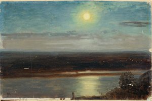 El Danubio con Marchfeld en la noche de Anton Hlavacek