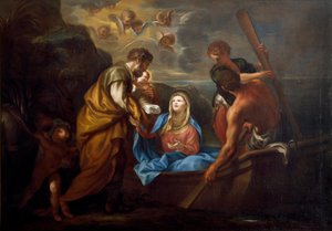 La huida a Egipto La Sagrada Familia embarca en un barco de Anton Maria Piola