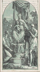 La Virgen y el Niño entronizados, San Jerónimo en la parte inferior derecha, San Francisco..., antes de 1749