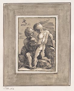 Dos niños jugando con un cordero, 1725 de Anton Maria Zanetti