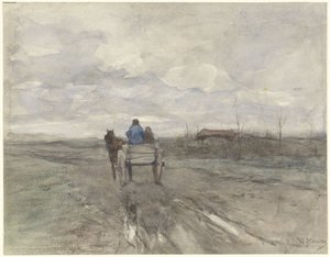 Carro agrícola en un camino rural de Anton Mauve