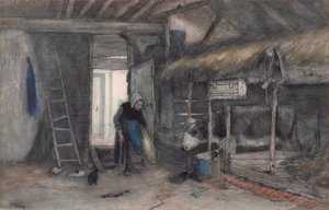Tareas matinales, c.1845-65 (acuarela sobre papel) de Anton Mauve