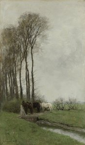 Caballos en la valla de Anton Mauve