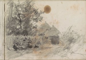 Camino a lo largo de un seto hasta una vivienda rural de Anton Mauve