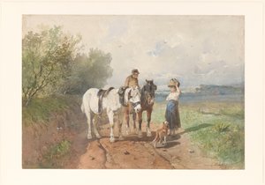 Hablar en una carretera rural de Anton Mauve