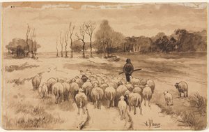 Pastor con su Rebaño, c. 1870