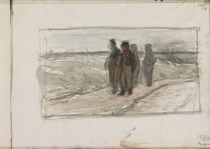 Cuatro hombres en un camino de Anton Mauve