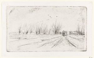 Paisaje de invierno con lecheras de Anton Mauve