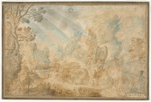 Paisaje montañoso con figuras, primera mitad de 1600