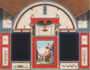 Mural de una casa romana en el terreno de la Villa Negroni en Roma, Venus y el herido Adonis