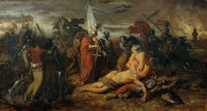 Rudolf von Habsburg ante el cadáver de Přemysl Ottokar, rey de Bohemia