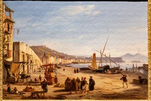 Playa de Chiaia desde Mergellina de Anton Sminck Pitloo