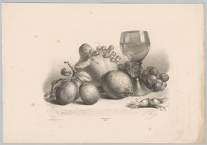 Bodegón con vidrio, ciruelas, limón, uvas y avellanas Estudios de flores y frutas (...) Décimo episodio (título de la serie) de Anton Weiss