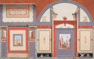 Mural de una casa romana en el terreno de la Villa Negroni en Roma, Marte (?), Venus y Cupido