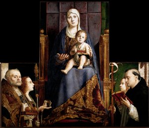 Retablo de San Cassiano: “Virgen y Niño rodeados de Santos Nicolás de Myra o Bari, María Magdalena, Santa Úrsula y Santa Dominica” de Antonello da Messina