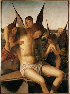 Piedad con tres ángeles, c.1475 (óleo sobre madera) de Antonello da Messina