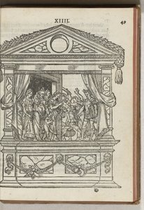 Tercer cadalso decorado con escenario: el príncipe libera a las virtudes del cautiverio, 1577 de Antoni van Leest