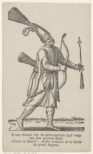 Hombre en ropa oriental Eenen Solachi del Lyf-wagt habitual del gran Señor (título sobre el objeto) de Antoni van Leest
