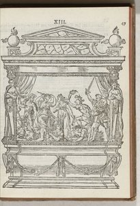 Segundo andamio decorado con escenario: el príncipe ahuyenta la guerra y la discordia, 1577 de Antoni van Leest