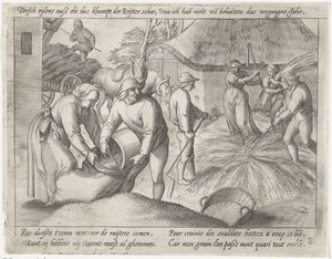 Trillar el grano Grano en crecimiento (título de la serie) de Antonie Wierix (II) (possibly)
