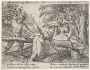 limpiando el bosque Grano en crecimiento (título de la serie) de Antonie Wierix (II) (possibly)