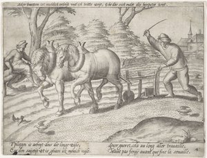 Arando la tierra Grano en crecimiento (título de la serie) de Antonie Wierix (II) (possibly)